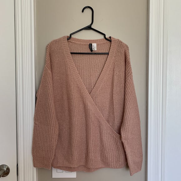 PINK OVERSIZED WRAP SWEATER - Picture 7 of 10
